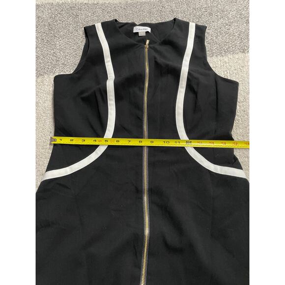 Calvin Klein Sleevelss Sheath Dress Full Zip Knee Length Womens 10 Black Stretch - Picture 4 of 11